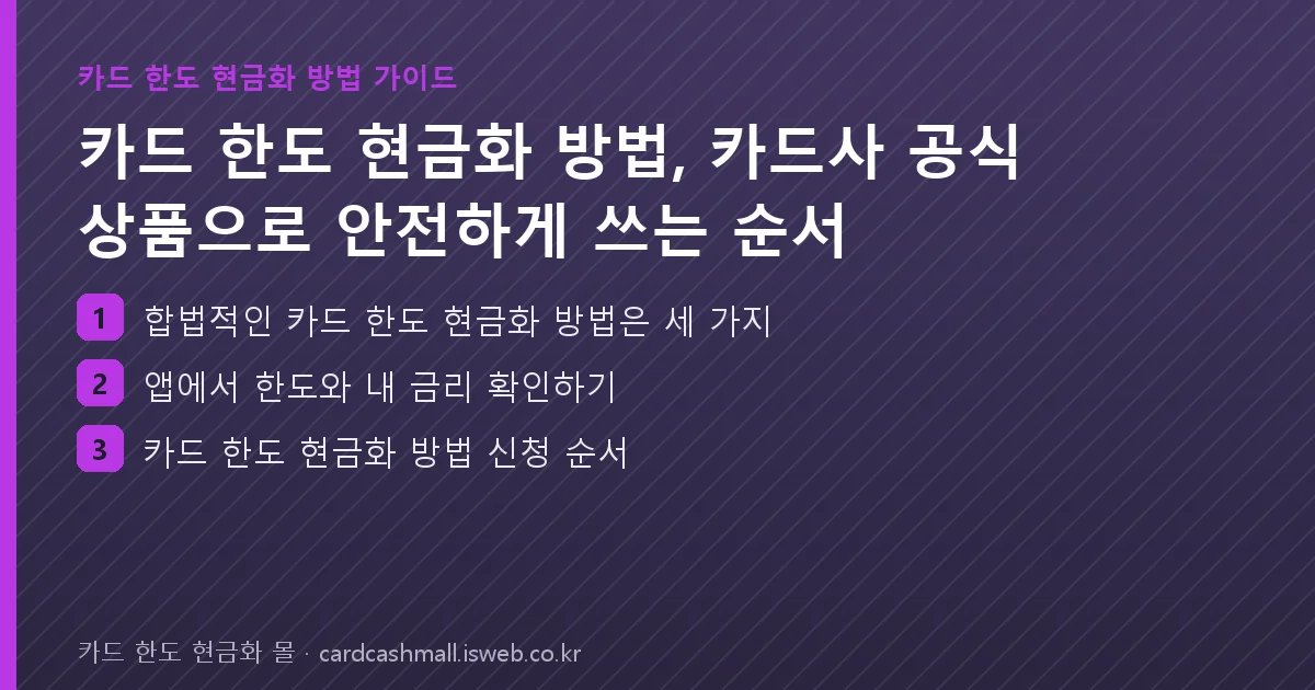 카드 한도 현금화 몰 핵심 내용을 정리한 요약 카드