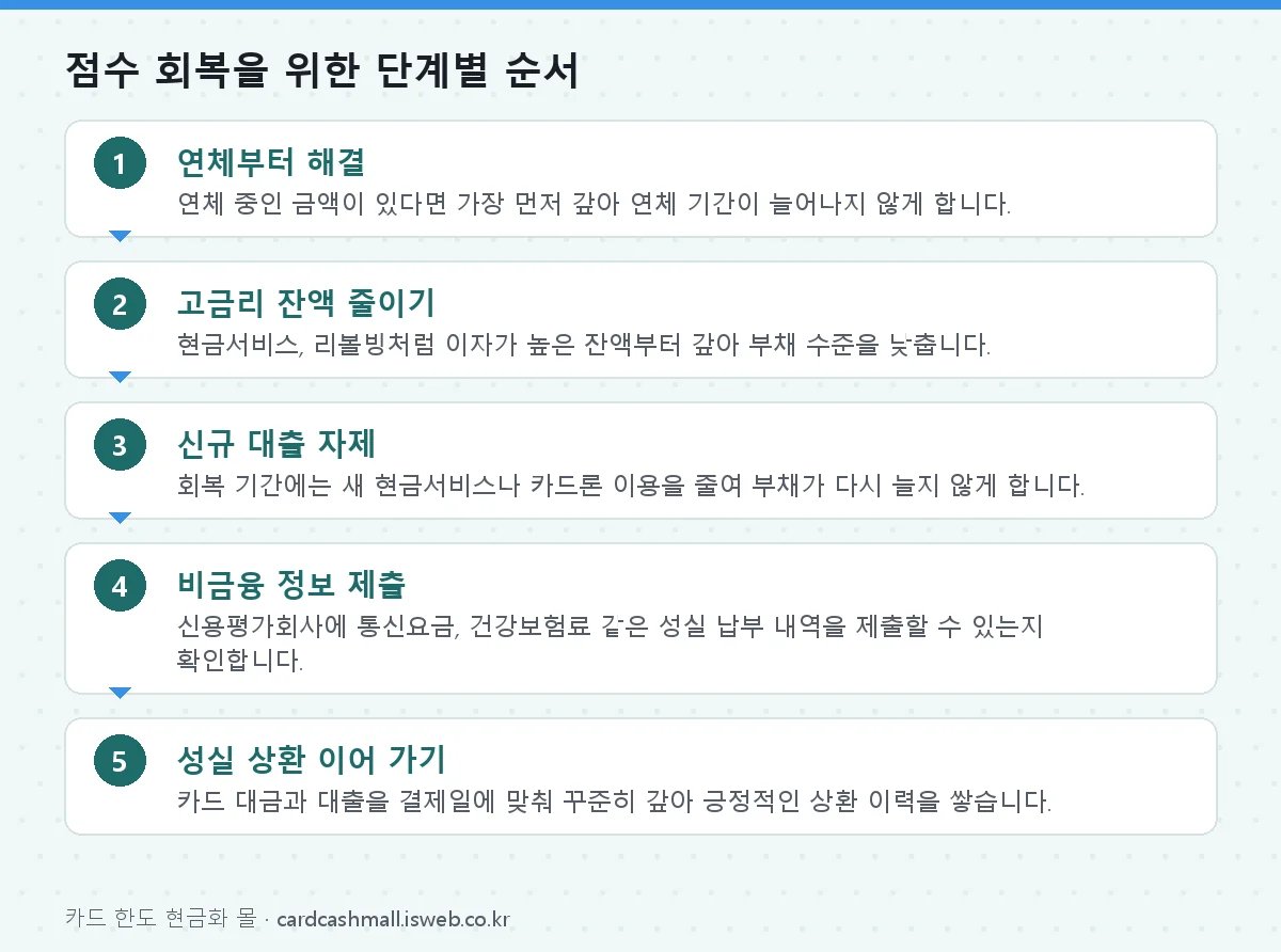 단기카드대출 신용점수 영향 점수 회복을 위한 단계별 순서